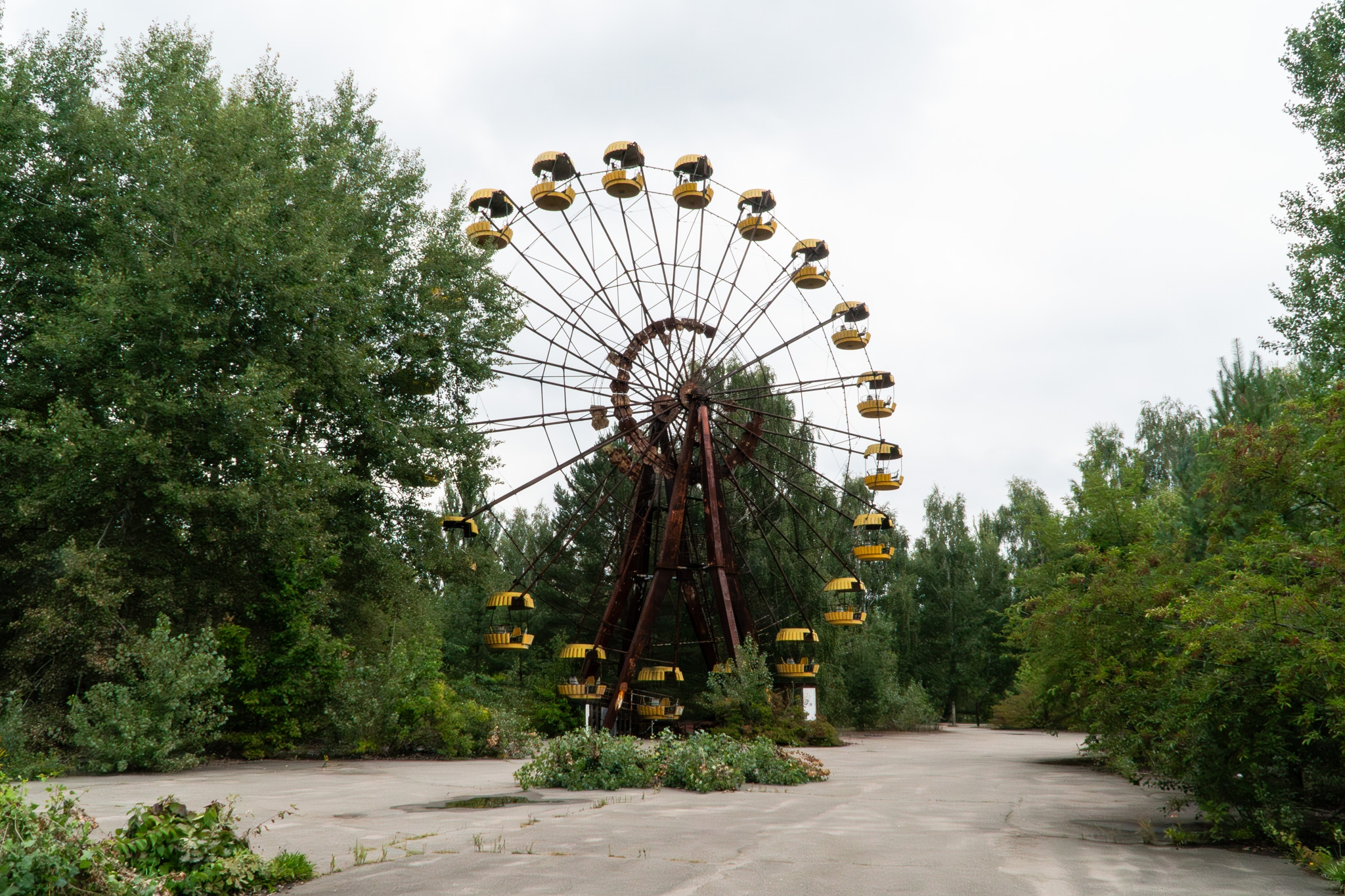 The famous ferris wheel in Pripyat. It was supposed to open on May 1st 1986, but the city was evacuated on April 27th.