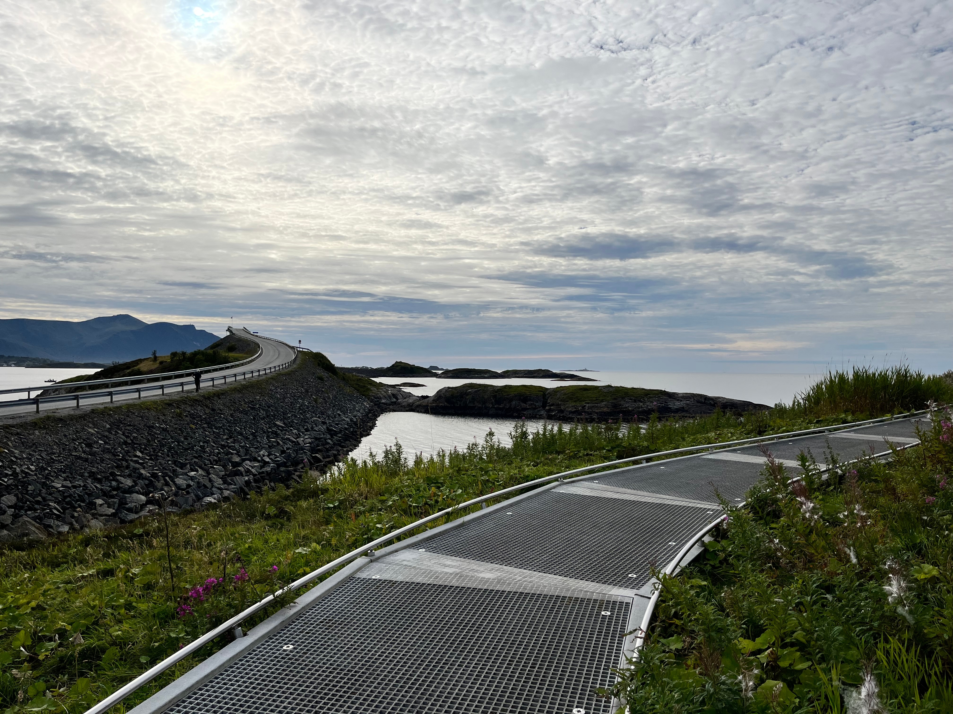 A road for cars and a road for pedestrians