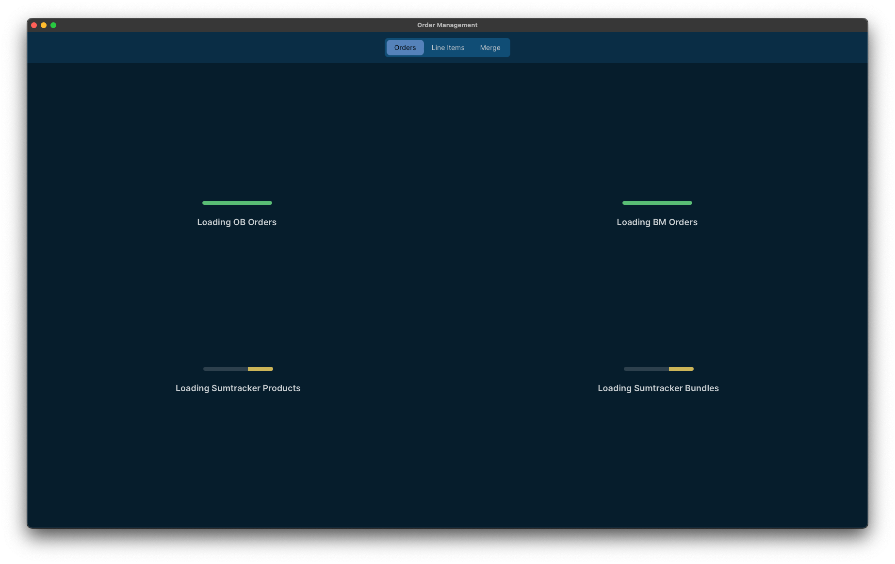 On start up the system syncs with the backend and fetches all orders from multiple Shopify 
stores and the stock count that is tracked by an external provider across different stores.
