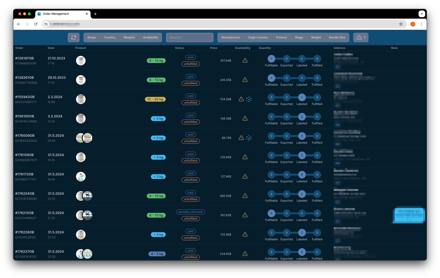 In addition to the desktop application a web application is available. The web application is used by the support staff 
to track the status of orders. The WebApp has reduced functionality. It is not possible to export orders or generate labels.
