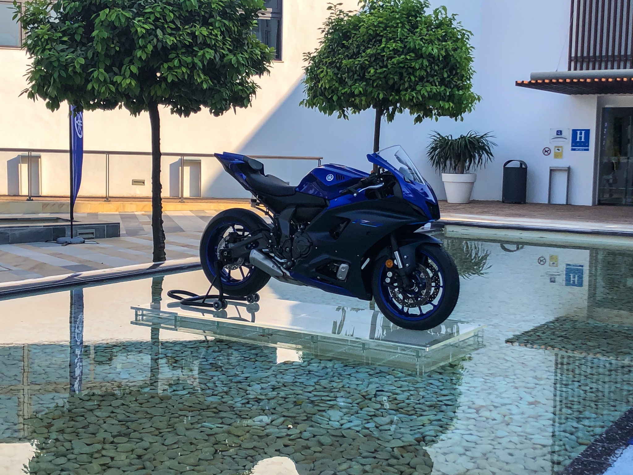 The new mit level sports bike from Yamaha is the R7. The press launch was in the south of Spain. The tour started at the hotel in Almeria.