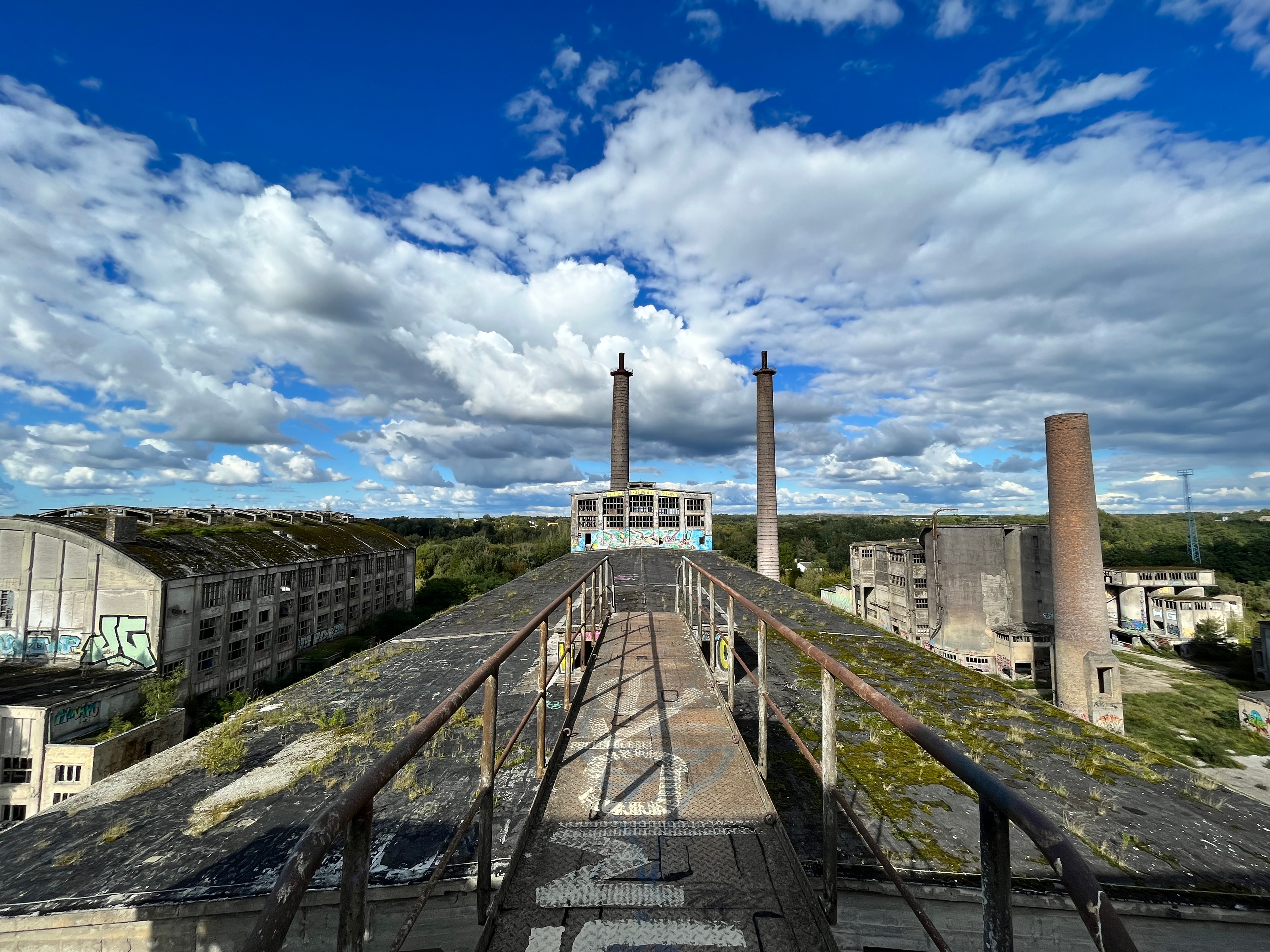 The roof of the main factory building