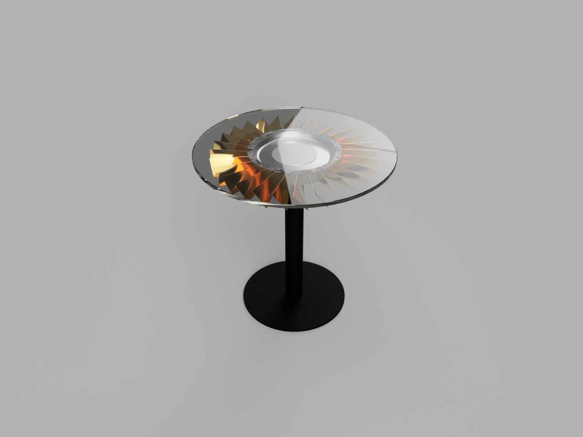 In order to test out different designs Fusion 360 was used. This is the final design for the three tables.