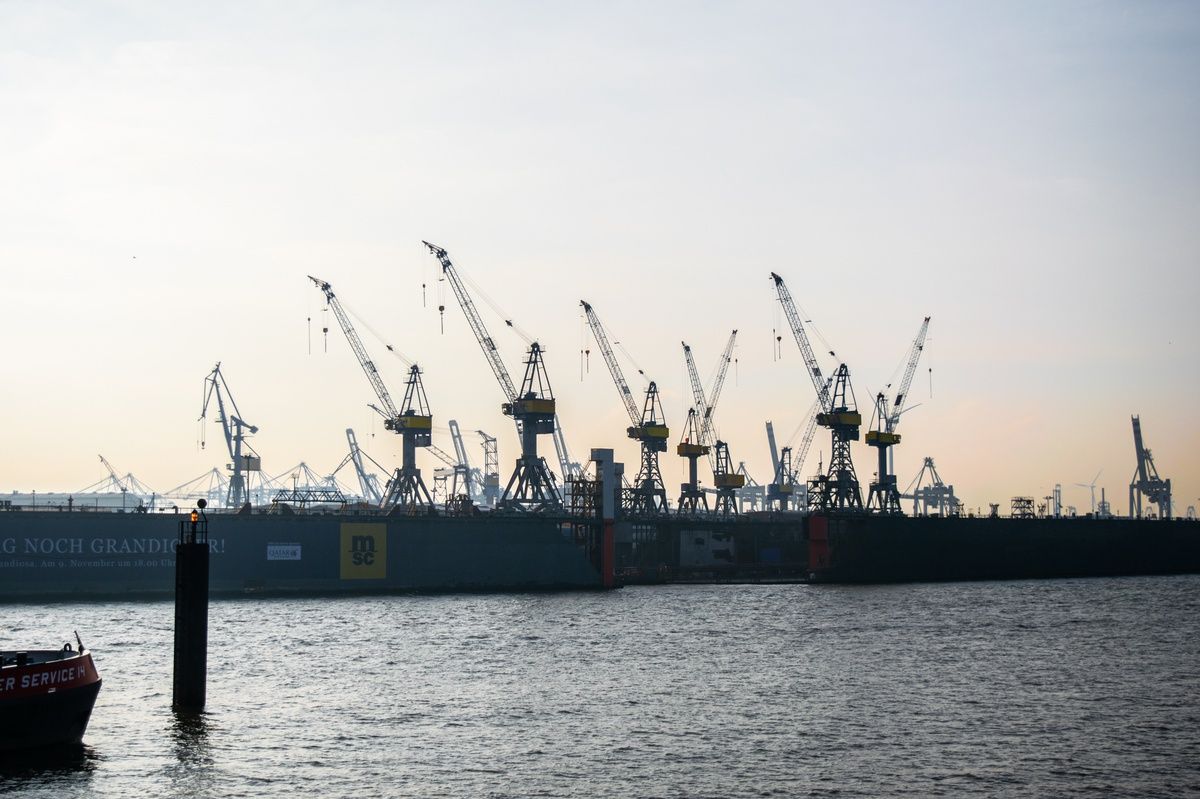 The Hamburg port is a majestic view from many angles.